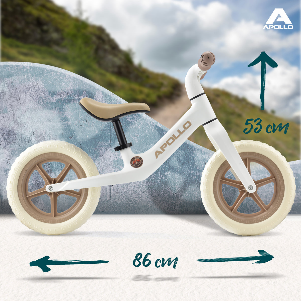 Apollo Funsport France - Draisienne Trailbuddy dès 2 ans – Draisienne enfant 12 pouces - Blanc