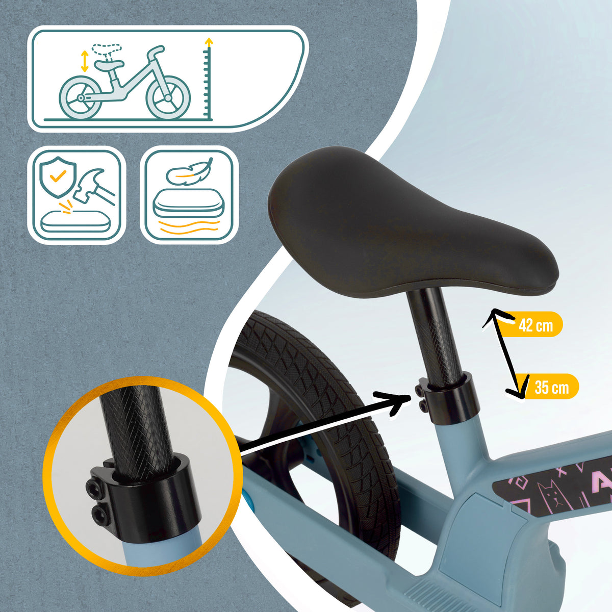 Apollo Funsport France - Draisienne LED Trailbuddy pour enfants dès 2 ans – Draisienne 12 pouces avec éclairage - Bleu
