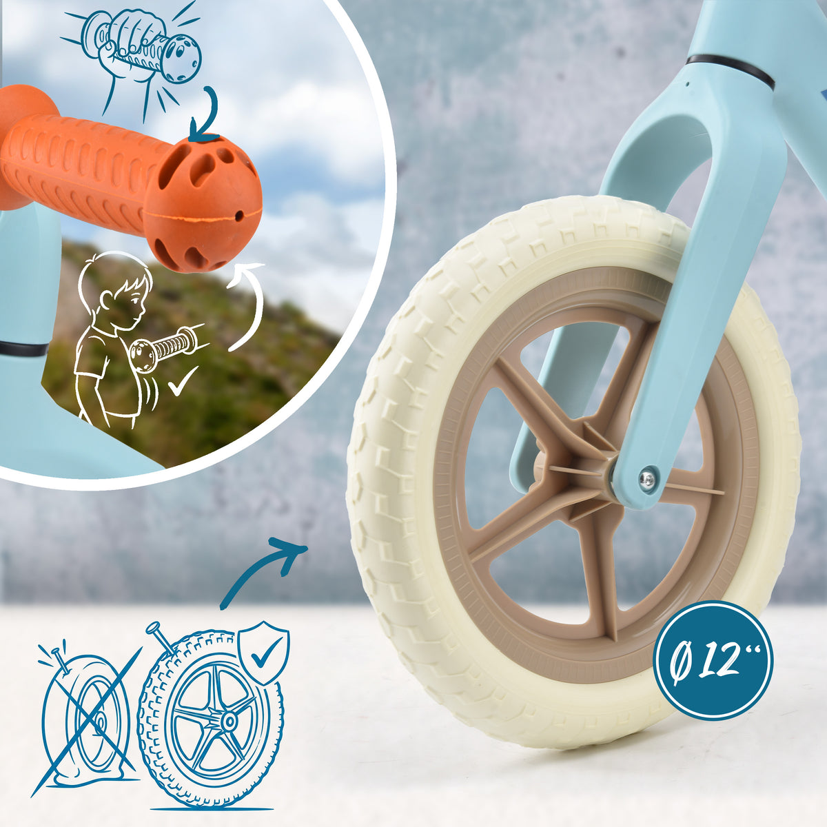 Apollo Funsport France - Draisienne Trailbuddy dès 2 ans – Draisienne enfant 12 pouces - Bleu