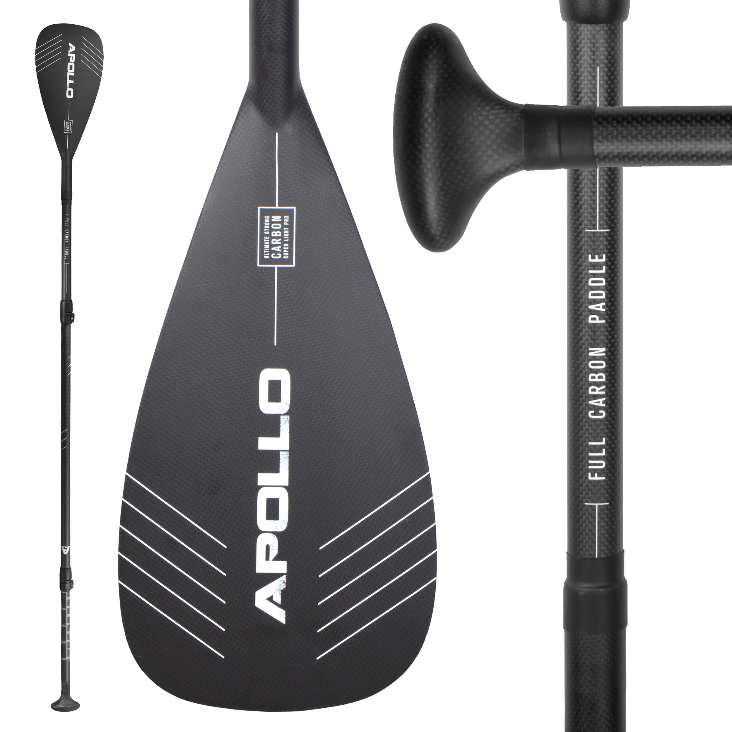 Apollo - Apollo Pagaie SUP – Pagaie en 3 parties en carbone et fibre de verre - Full Carbon Paddel