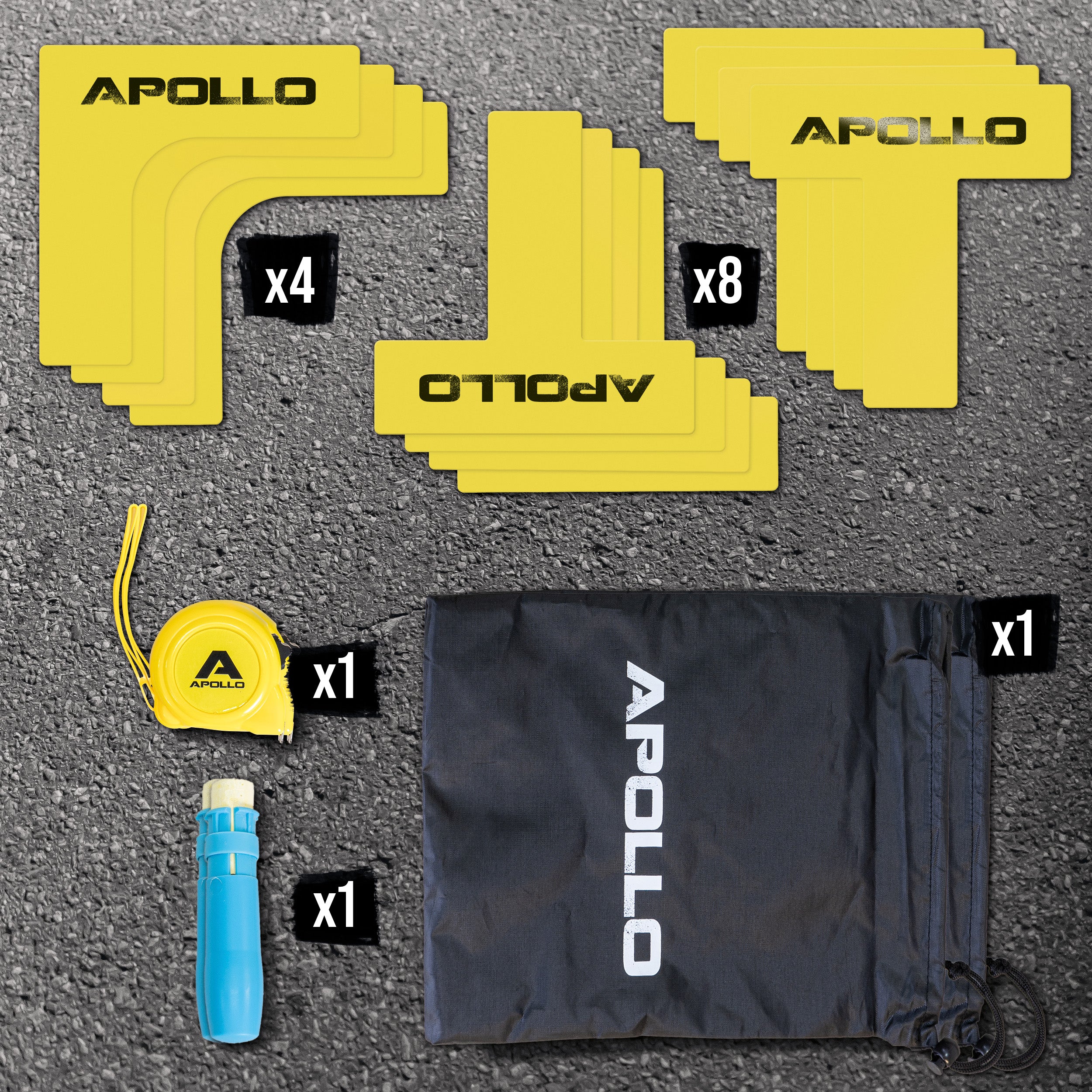 Apollo Funsport France - Apollo Court Marker Set - Kit de marquage de sol tout-en-un pour la précision et la polyvalence -