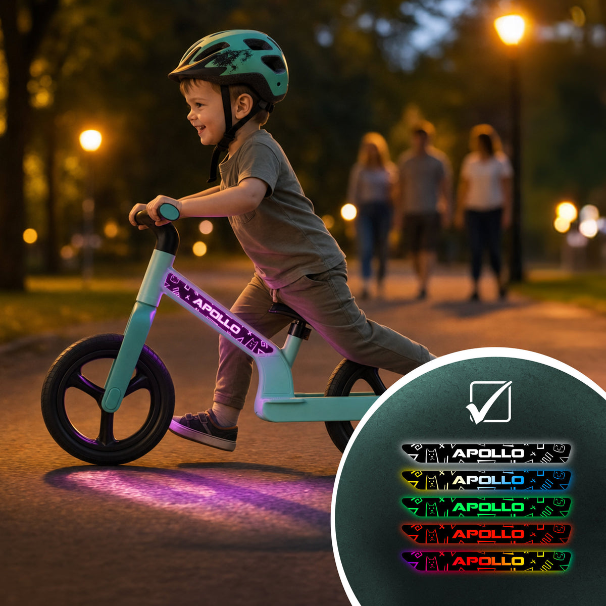 Apollo Funsport France - Draisienne LED Trailbuddy pour enfants dès 2 ans – Draisienne 12 pouces avec éclairage - Menthe