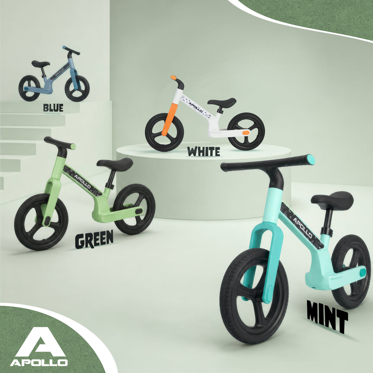 Apollo Funsport France - Draisienne LED Trailbuddy pour enfants dès 2 ans – Draisienne 12 pouces avec éclairage - Vert