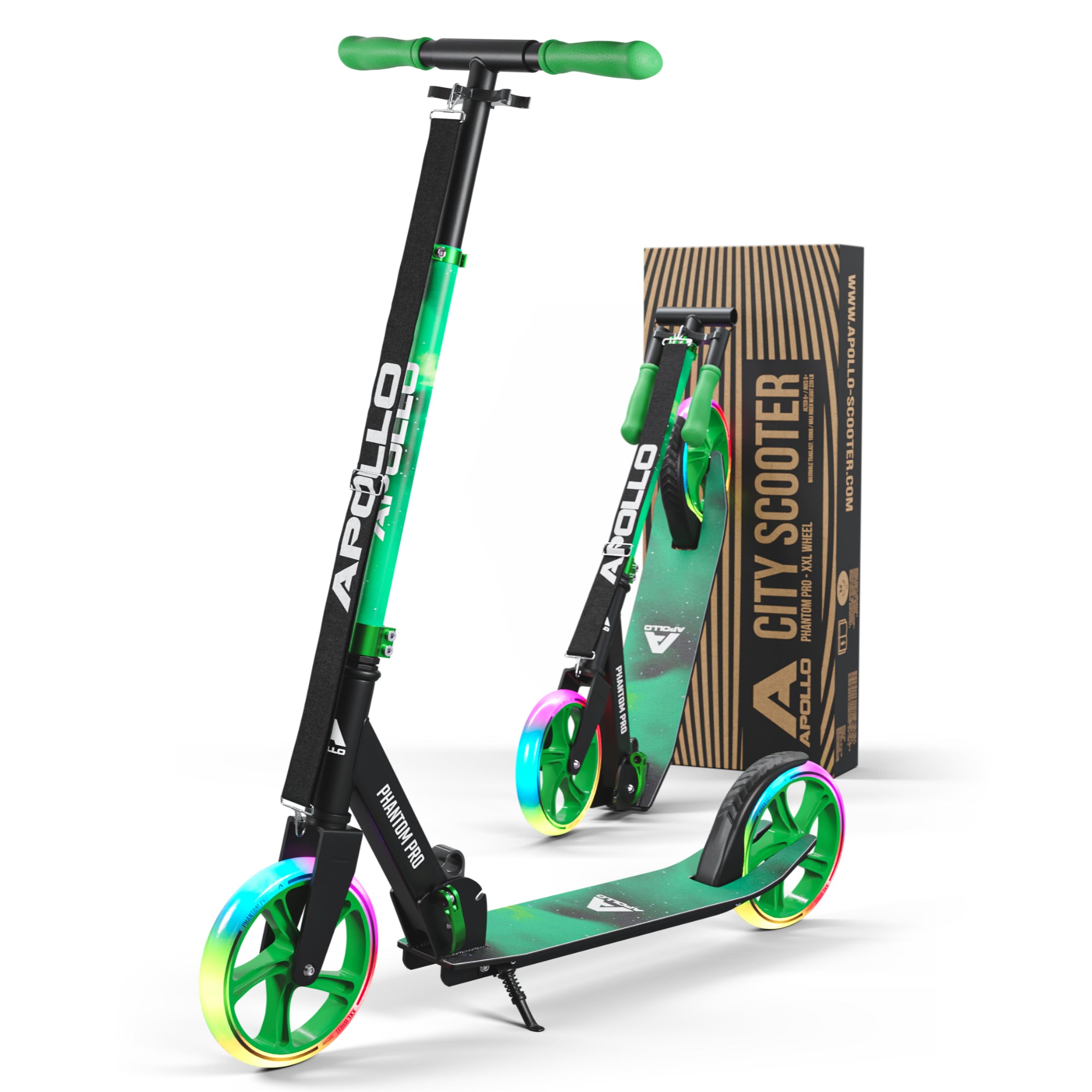 Apollo - Klappbarer City Roller für Kinder "Phantom" höhenverstellbarer Tretroller - Meteor