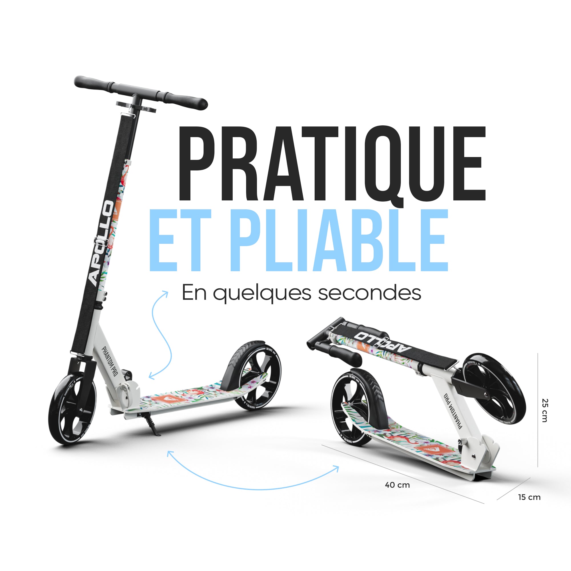Apollo - Klappbarer City Roller für Kinder "Phantom" höhenverstellbarer Tretroller - Flamingo