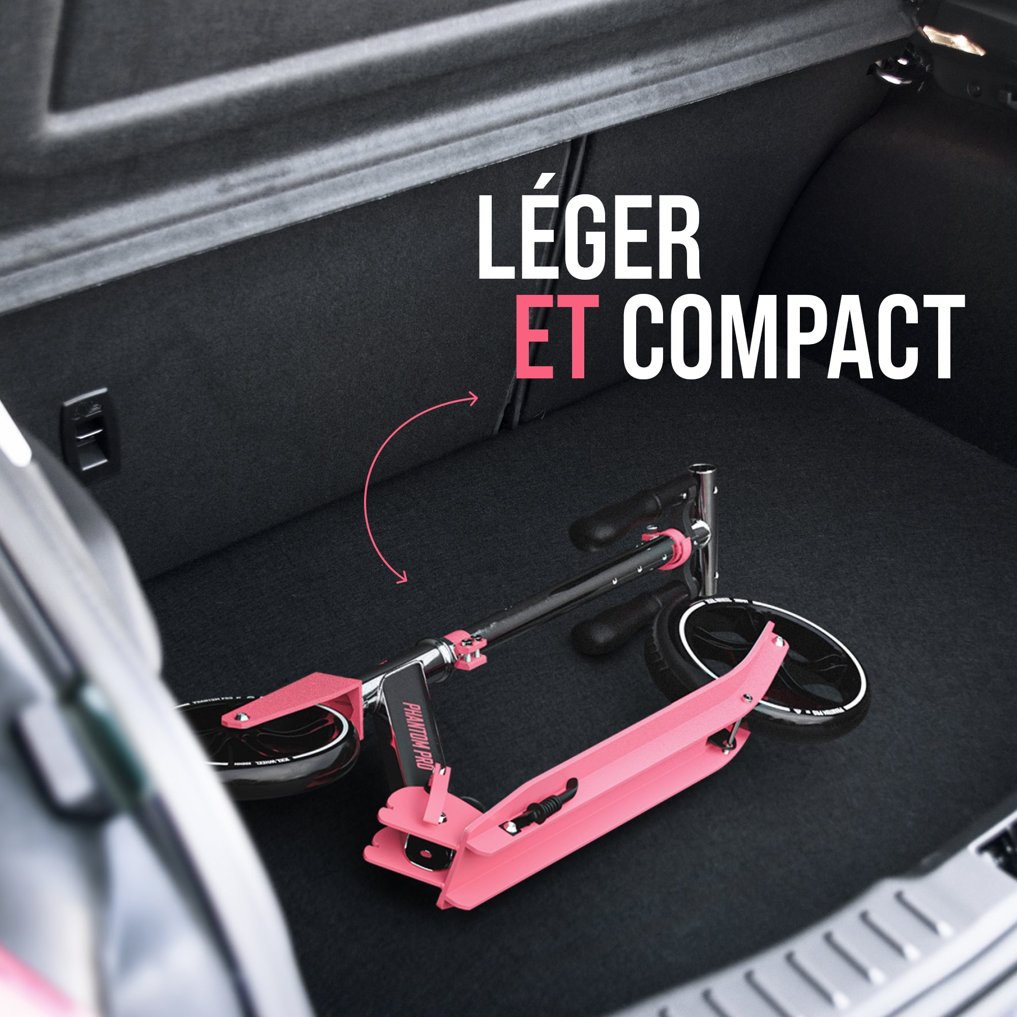 Apollo - Klappbarer City Roller für Kinder "Phantom" höhenverstellbarer Tretroller - Pink Silber