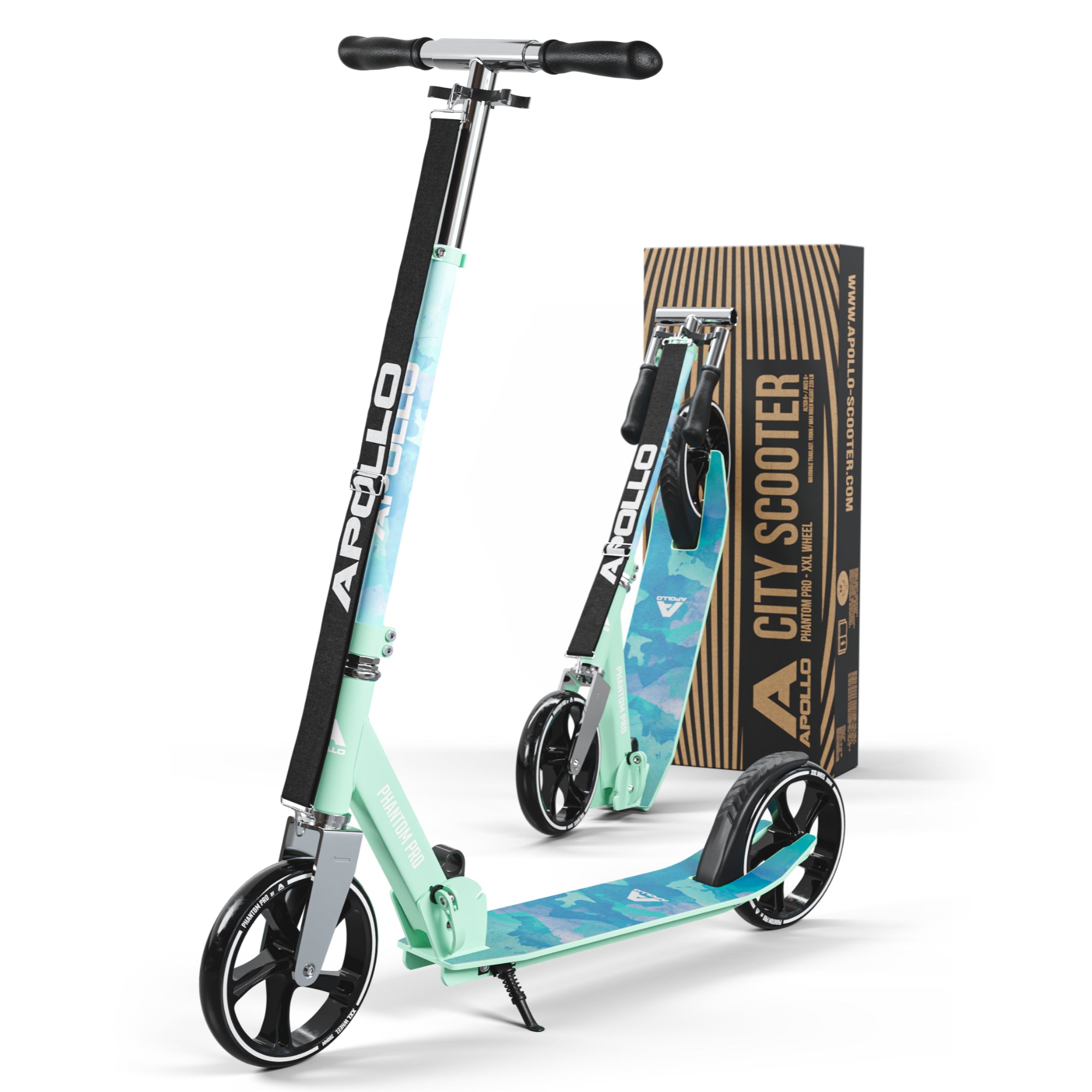 Apollo - Klappbarer City Roller für Kinder "Phantom" höhenverstellbarer Tretroller - Watercolor