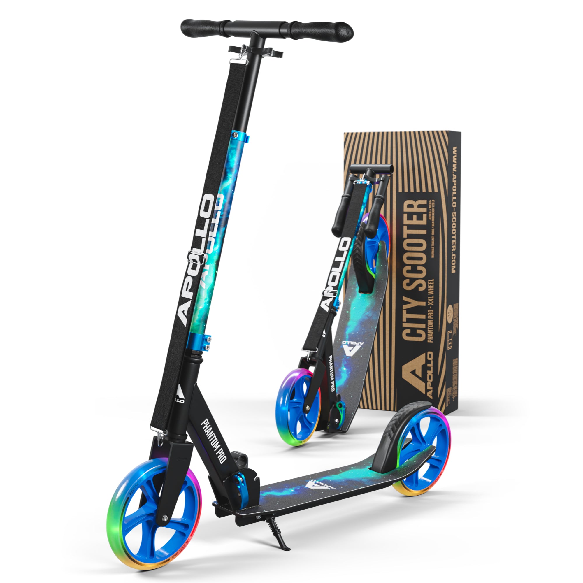 Apollo - Klappbarer City Roller für Kinder "Phantom" höhenverstellbarer Tretroller - Universe
