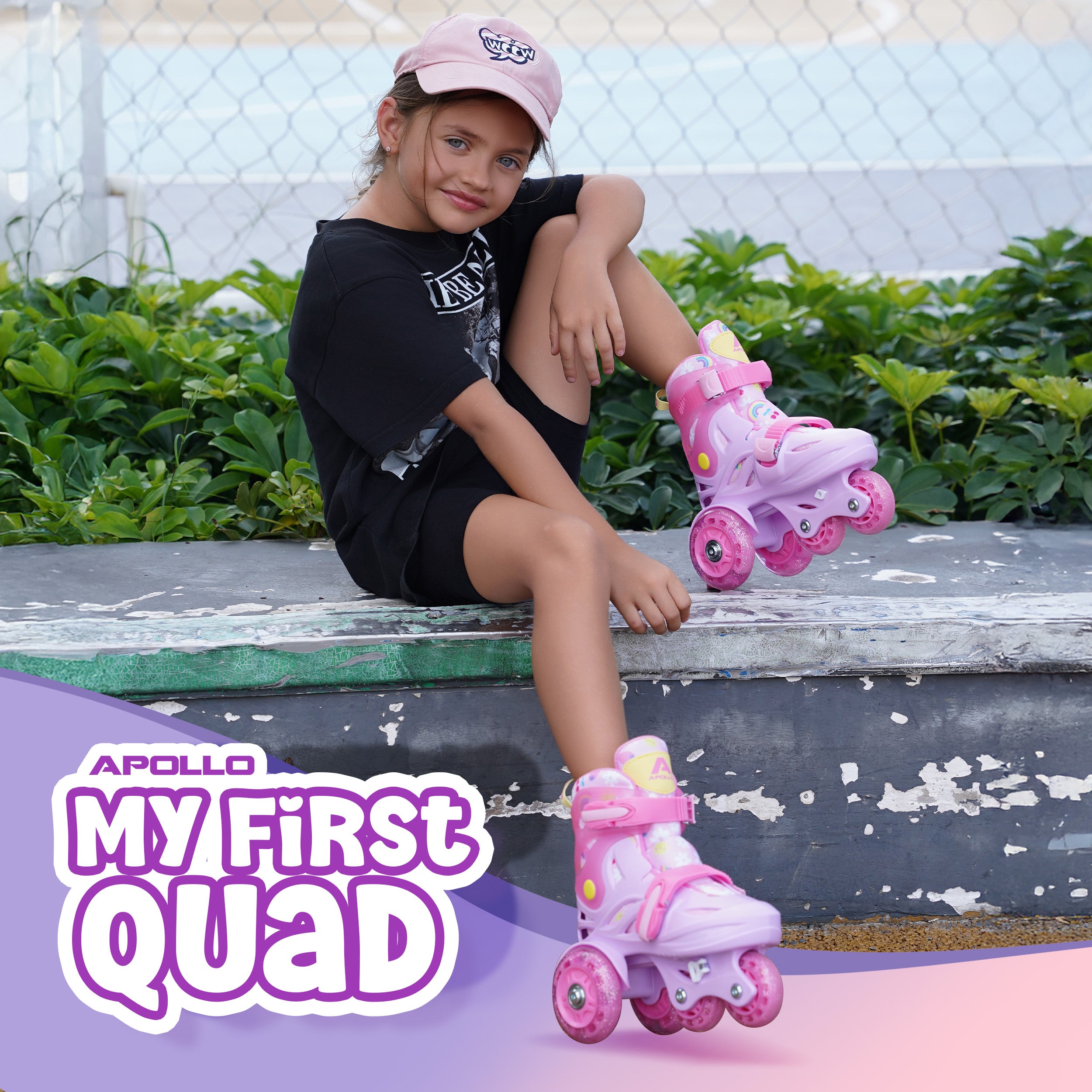 Apollo Funsport FR - My 1st Patins à roulettes réglables pour enfants, taille 26-30, - Rose