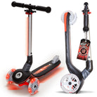 Apollo Funsport France - Trottinette enfant Apollo Whizzie LED, trottinette pliable à trois roues réglable en hauteur pour les enfants à partir de 3 ans - Flamme Noire