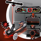 Apollo Funsport France - Trottinette enfant Apollo Whizzie LED, trottinette pliable à trois roues réglable en hauteur pour les enfants à partir de 3 ans - Flamme Noire
