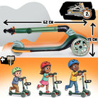 Apollo Funsport France - Trottinette enfant Apollo Whizzie LED, trottinette pliable à trois roues réglable en hauteur pour les enfants à partir de 3 ans - Croco