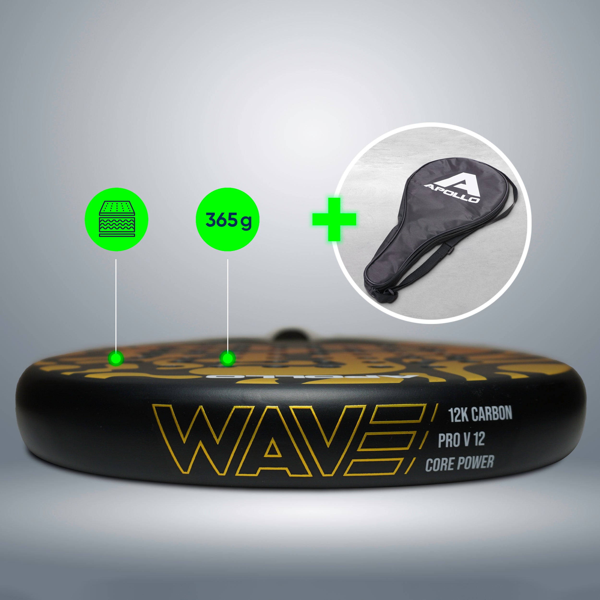 Apollo Funsport France - Raquette de padel Apollo 12K Wave - Orange Yellow