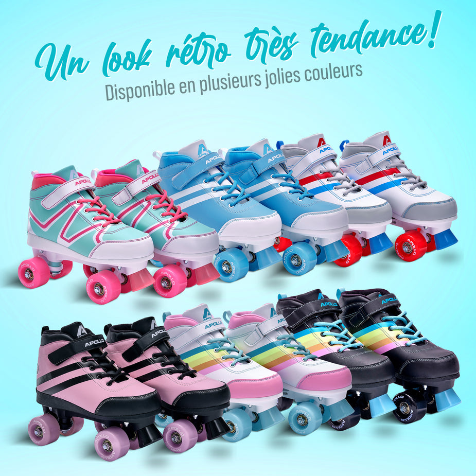 Patins à Roulettes Double Rangée Pour Enfants – Taille Réglable S/M – Bleu/Noir, Noir, Rose Ou Rouge/Noir – Rollers Quad Sécurisés