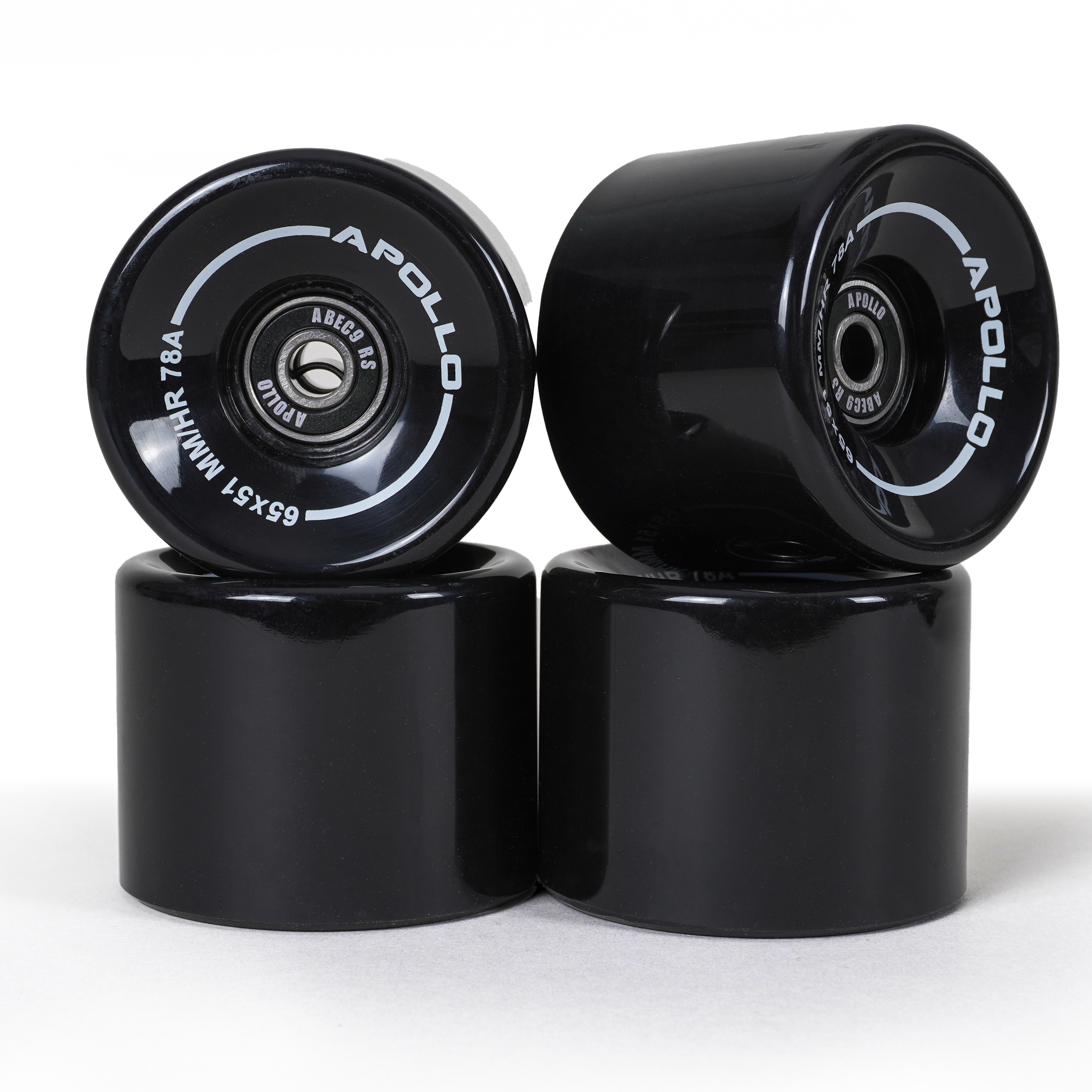 Apollo Funsport France - Roues Apollo Noires pour Longboard & Skateboard - Black - 65 x 51